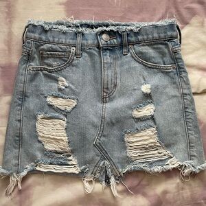 Express Distressed Denim Skirt